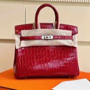 Hermes Birkin Woman’s Crocodile Red Handbags 25cm