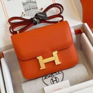 Hermes Constance Bag Epsom Gold Orange Handbags 19cm