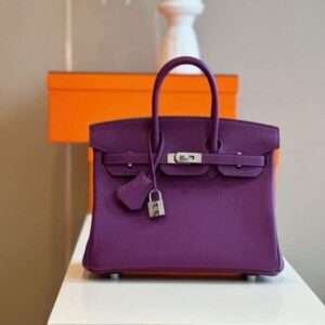 Hermes Birkin Togo Purple With Handle Lock Pattern Handbag 25cm