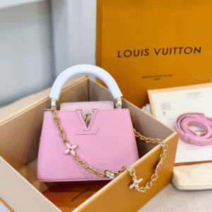 Louis Vuitton LV Capucines Handbags Pink Lock Gold 21cm