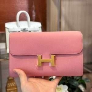 Hermes Constance Wallet Woman Lock Gold Pink 20.5cm