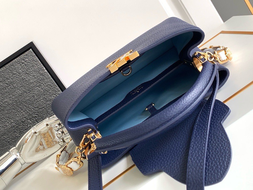 Louis Vuitton LV Capucines BB Woman’ Like Auth Navy Blue Handbags 27x18x9cm - Image 6