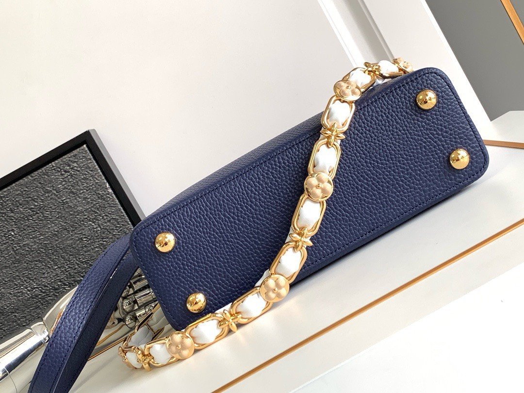 Louis Vuitton LV Capucines BB Woman’ Like Auth Navy Blue Handbags 27x18x9cm - Image 7