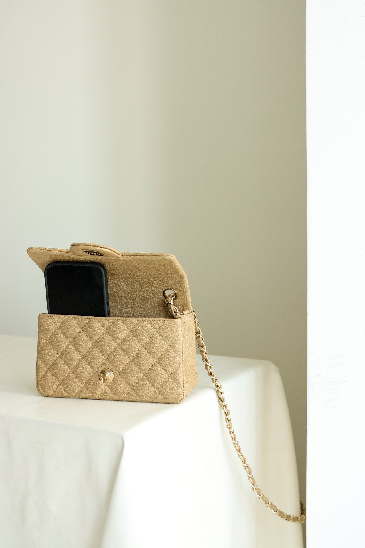 Chanel Classic Flap Mini Beige 20cm - Image 7