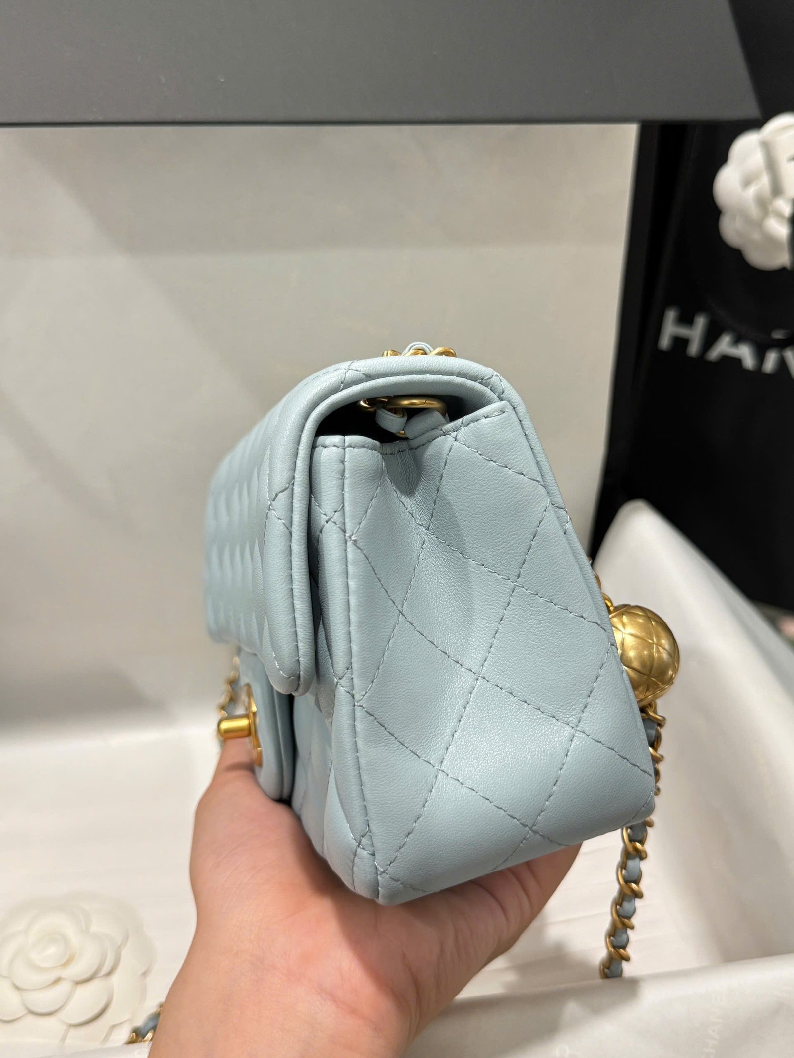 Chanel Classic Flap Mini Blue Gold Hardware 20cm - Image 5