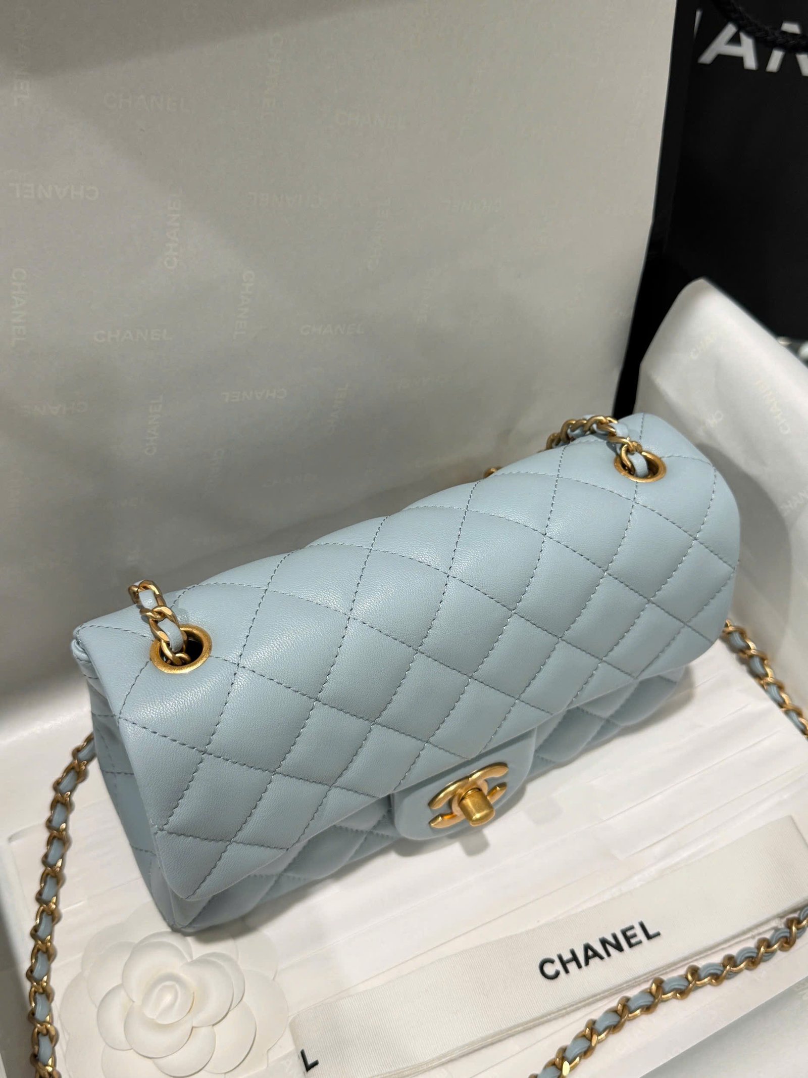 Chanel Classic Flap Mini Blue Gold Hardware 20cm - Image 6