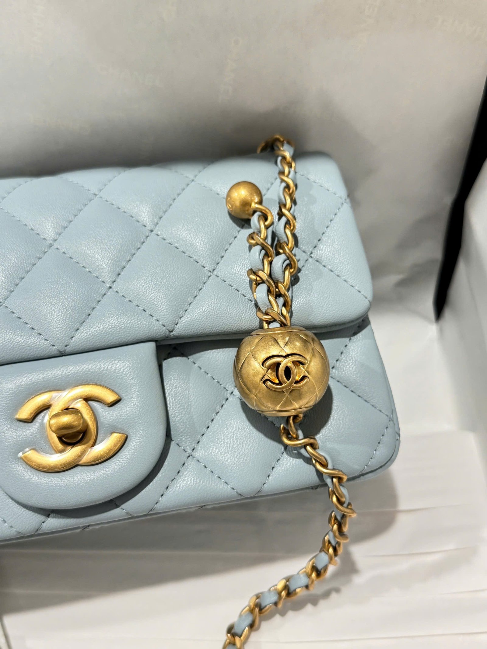 Chanel Classic Flap Mini Blue Gold Hardware 20cm - Image 8