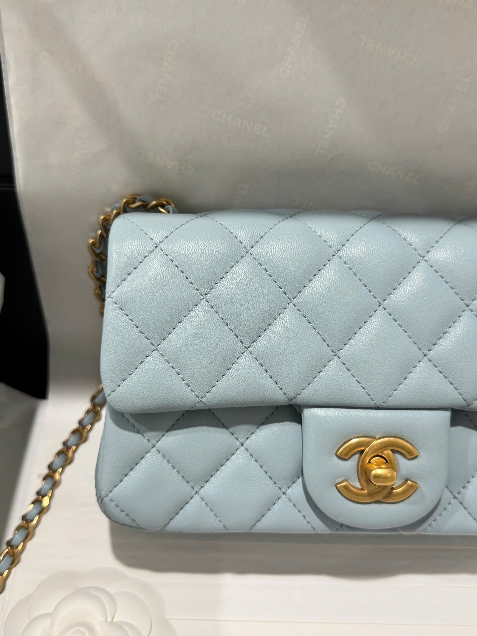 Chanel Classic Flap Mini Blue Gold Hardware 20cm - Image 7