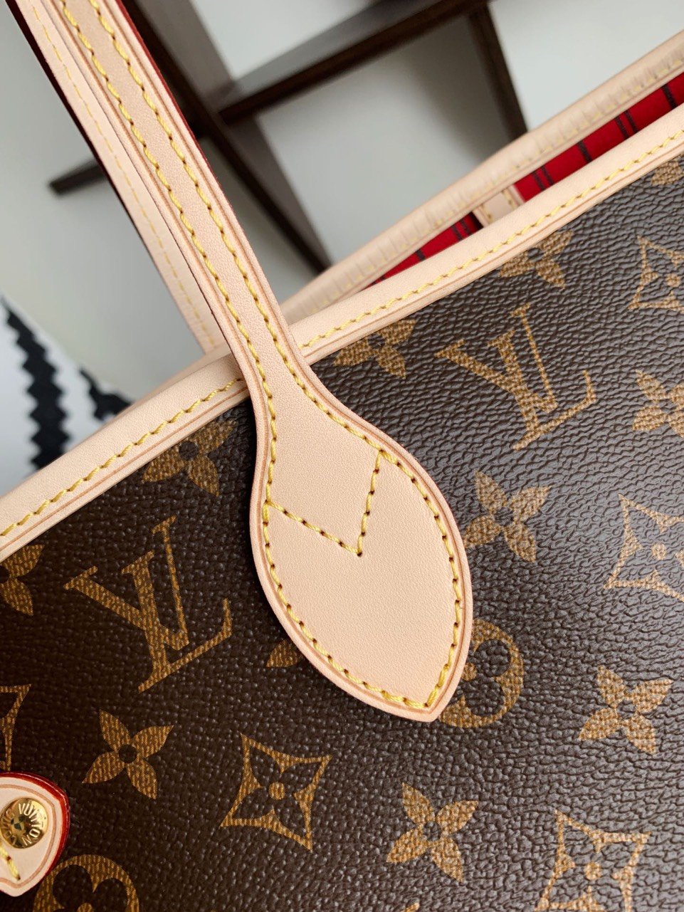 Louis Vuitton LV Neverfull Like Auth Handbags Brown Pattern 32x29x17cm - Image 5