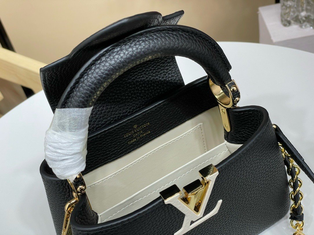 Louis Vuitton LV Capucines BB Black Cowhide Leather Handbags 21x14x8cm - Image 4