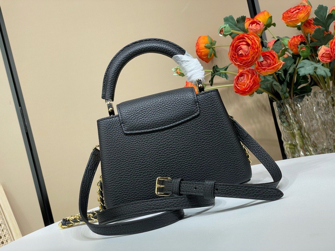 Louis Vuitton LV Capucines BB Black Cowhide Leather Handbags 21x14x8cm - Image 8
