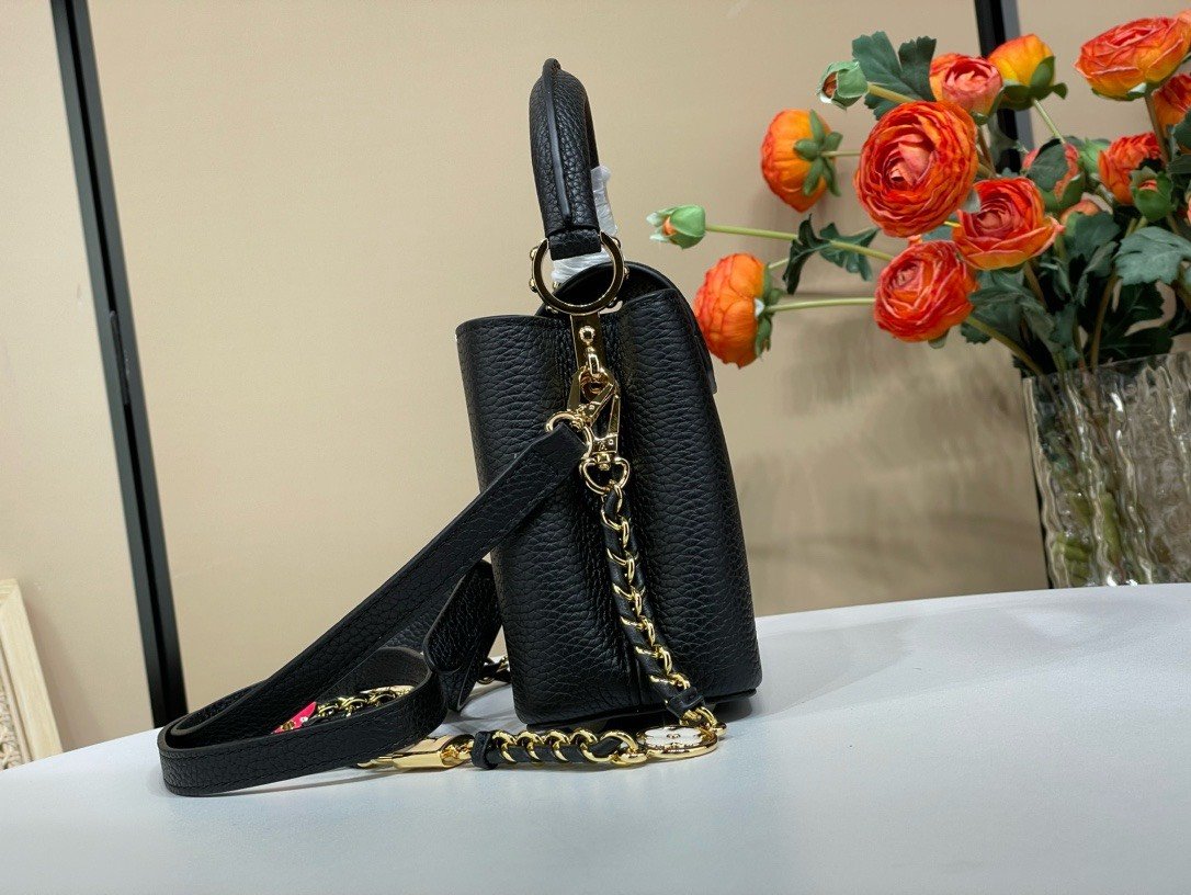 Louis Vuitton LV Capucines BB Black Cowhide Leather Handbags 21x14x8cm - Image 6
