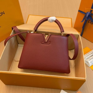 Louis Vuitton LV Capucines Woman’s Dark Red Handbags 27x21x10cm