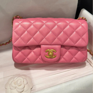 Chanel Classic Flap Mini Pink Gold Hardware 20cm