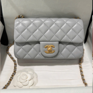 Chanel Classic Flap Mini Grey Gold Hardware 20cm