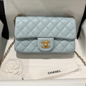 Chanel Classic Flap Mini Blue Gold Hardware 20cm
