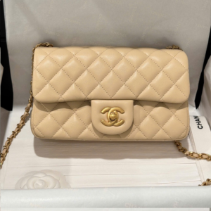 Chanel Classic Flap Mini Beige Gold Hardware 20cm