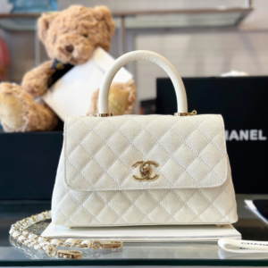 Chanel Small 24cm Coco Handle in White Caviar