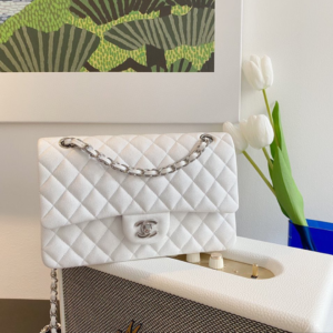Chanel Classic Flap Medium White with Gold Hardware