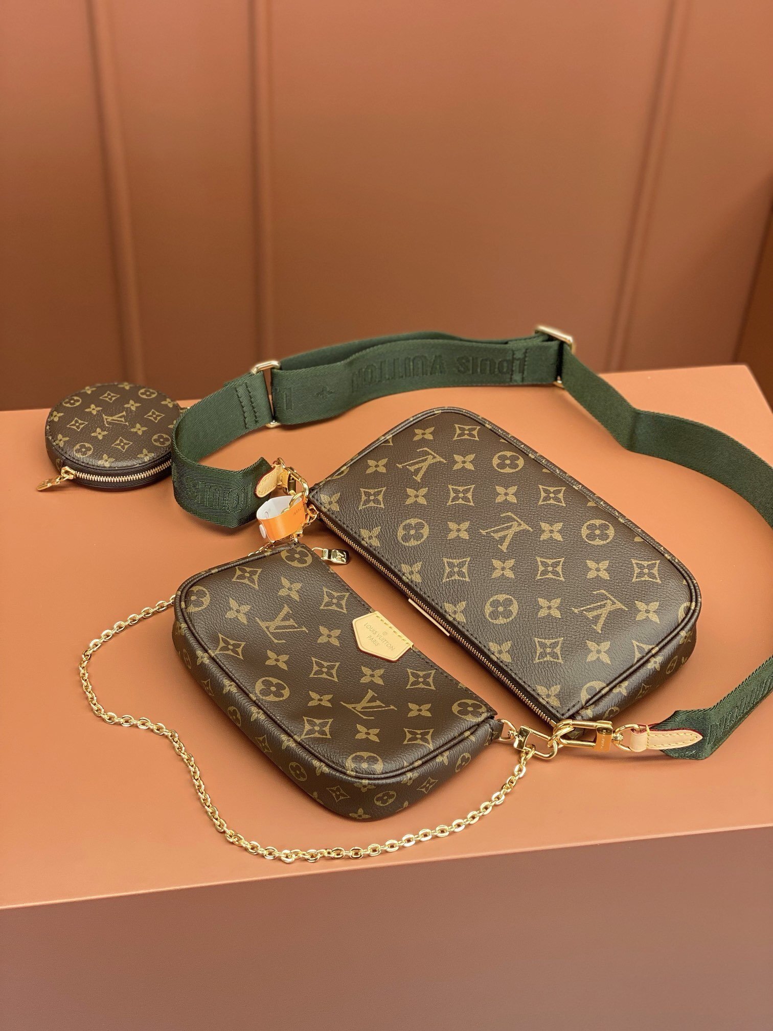 Louis Vuitton LV Multi Pochette Handle Fabric Green Handbags Monogram - Image 2