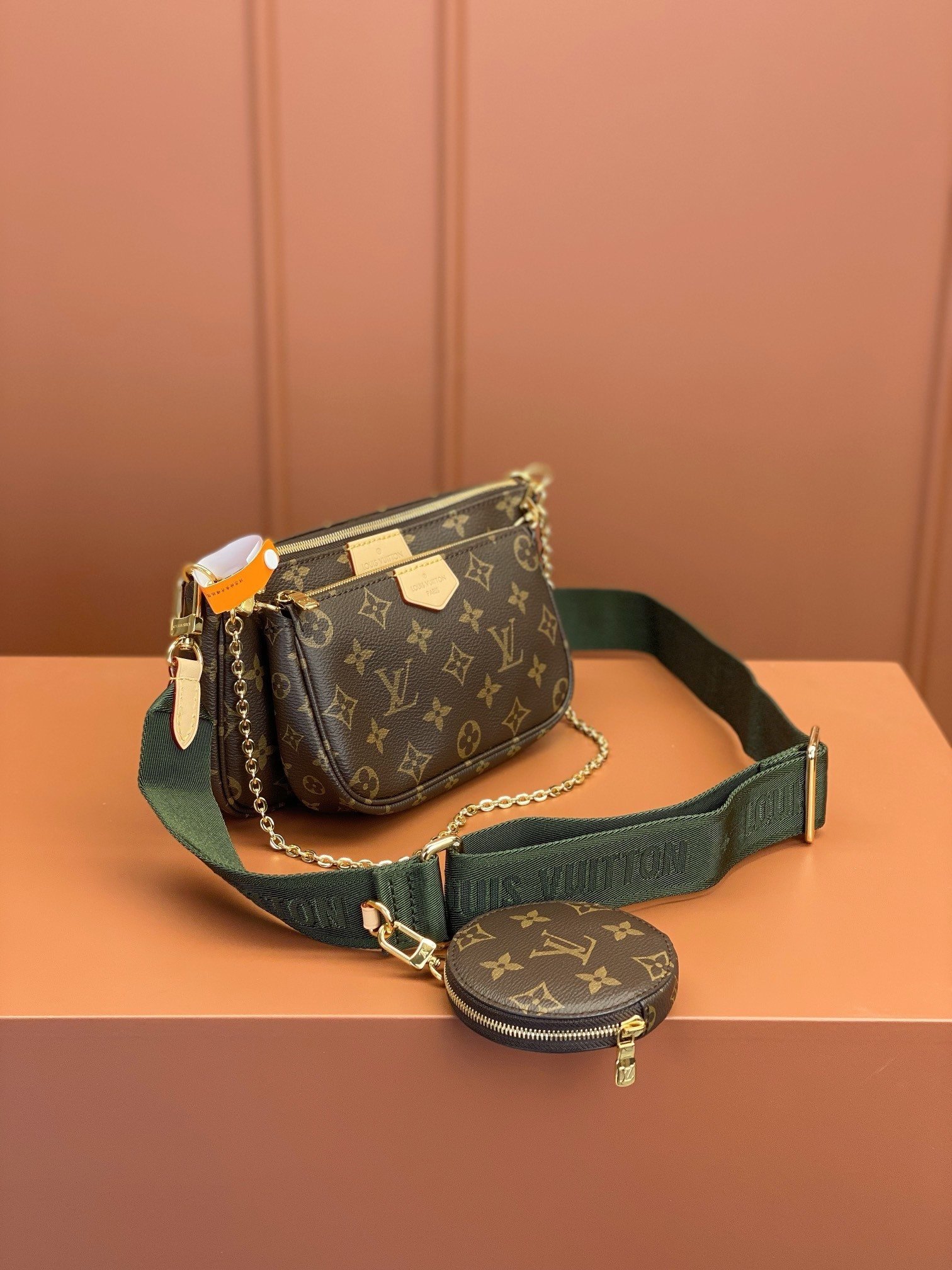 Louis Vuitton LV Multi Pochette Handle Fabric Green Handbags Monogram - Image 5
