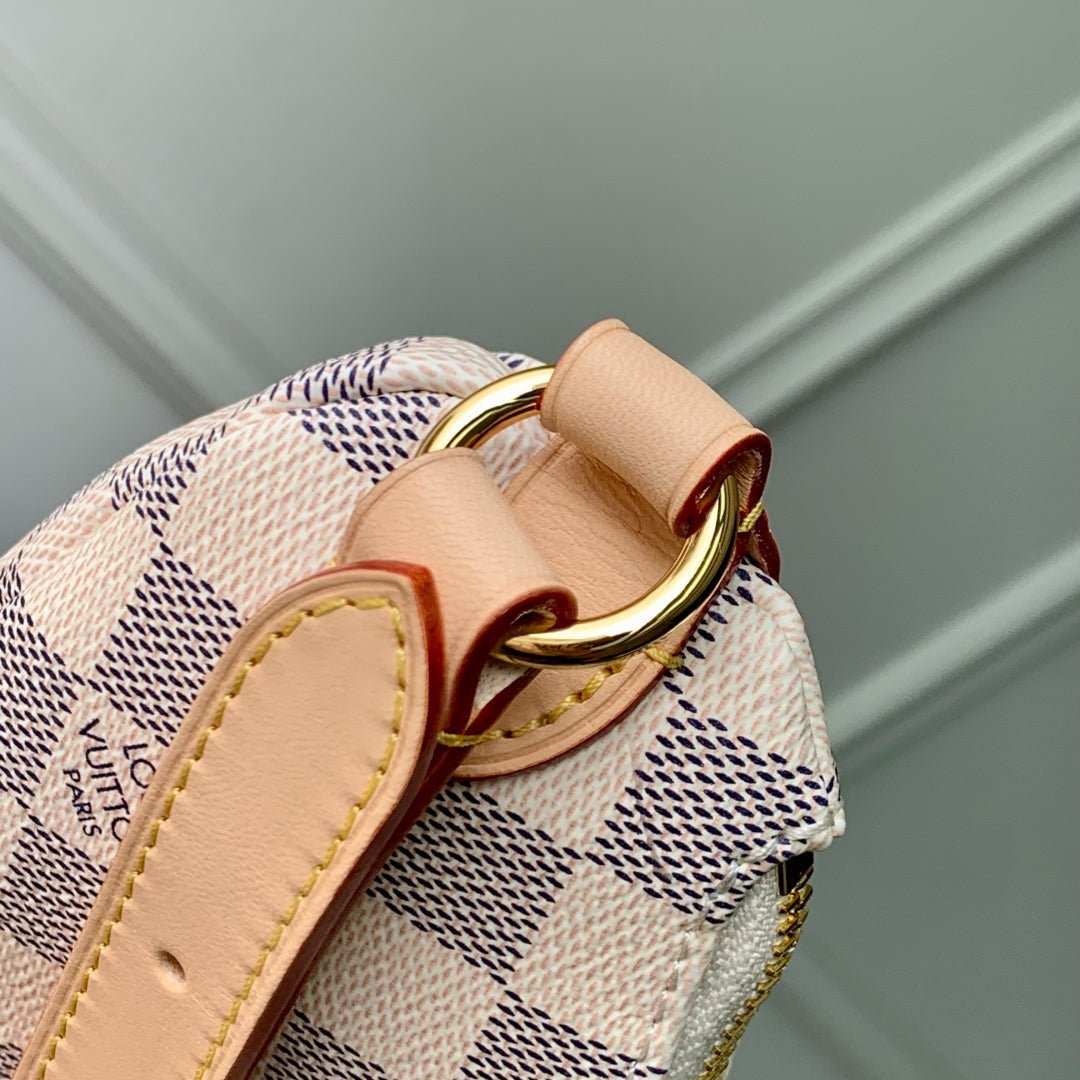 LV KEEPIT BUMBAG 29 IN WHITE GREY CHECKERBOARD PATTERN DAMIER AZUR COATED CANVAS - Image 3