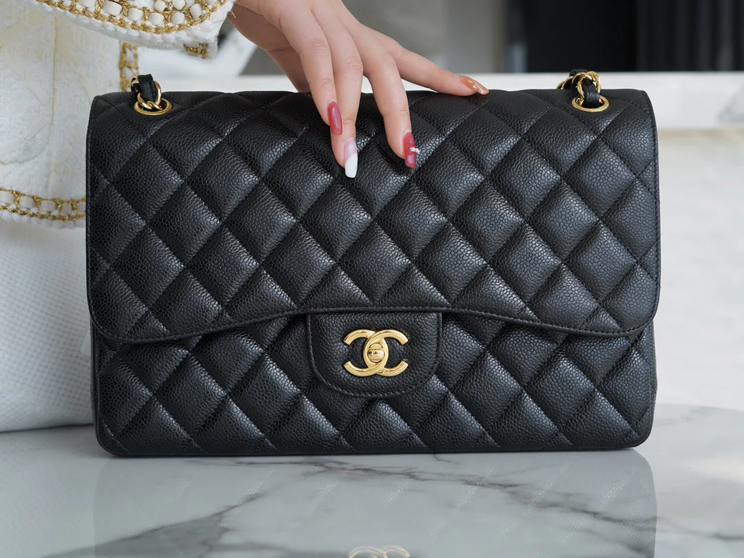 CHFLAP BAG JUMBO 30CM GOLD HARDWARE BLACK CAVIAR - Image 7