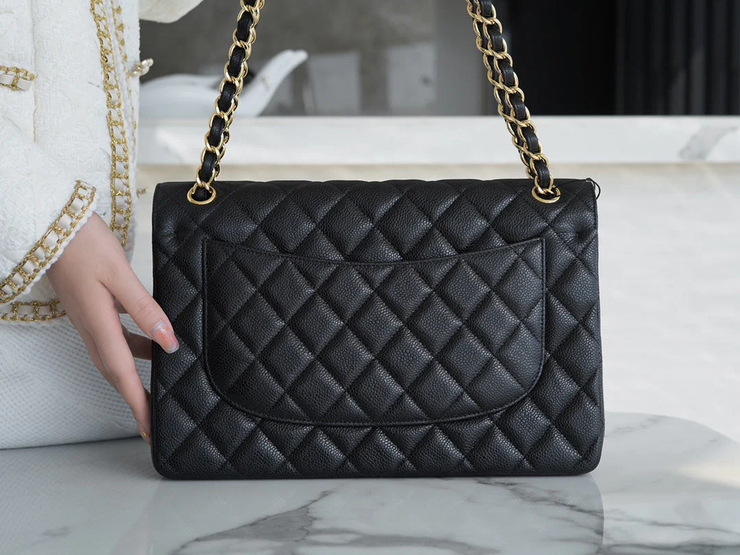 CHFLAP BAG JUMBO 30CM GOLD HARDWARE BLACK CAVIAR - Image 5