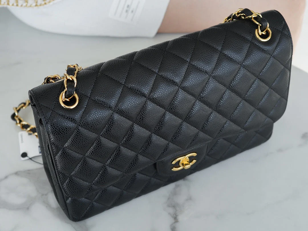CHFLAP BAG JUMBO 30CM GOLD HARDWARE BLACK CAVIAR - Image 3