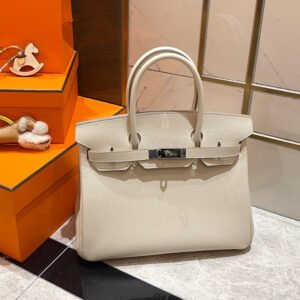 HN 30CM WHITE TOGO LEATHER SILVER HARDWARE