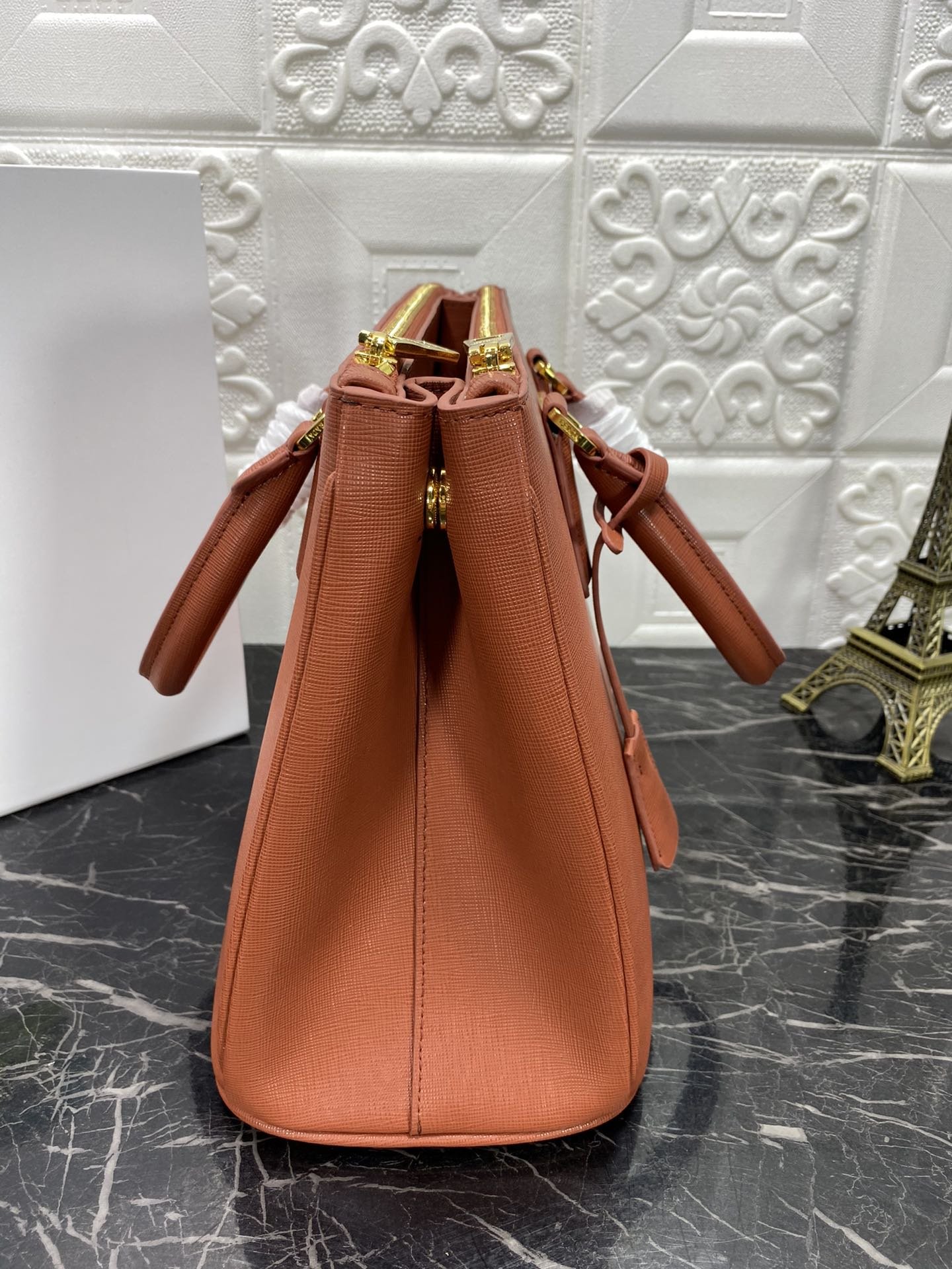 PRA GALLERIA 32 BAG IN BRONZE ORANGE SAFFIANO LEATHER - Image 5