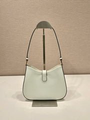 PRADA CLEO SHOULDER BAG 22 IN WHITE BRUSHED LAMBSKIN WITH CLASP CLOSURE - Image 3
