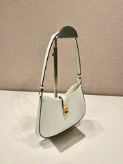 PRADA CLEO SHOULDER BAG 22 IN WHITE BRUSHED LAMBSKIN WITH CLASP CLOSURE - Image 2