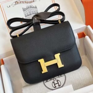 HN Bag Epsom Gold Black Handbags 19cm