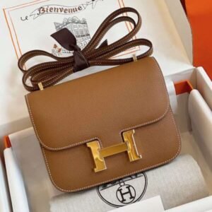 HN Bag Epsom Gold Brown Woman’s Handbags 19cm