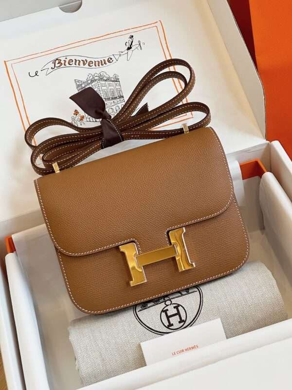 HN Bag Epsom Gold Brown Woman’s Handbags 19cm