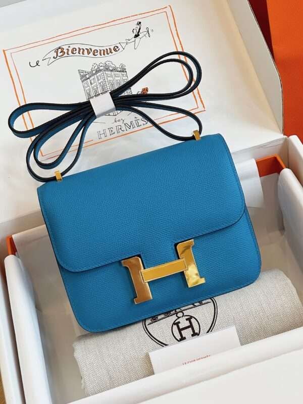 HN Bag Epsom Gold Blue Handbags Lock Gold 19cm