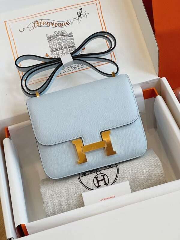 HN Bag Epsom Gold Light Blue Handbags 19cm