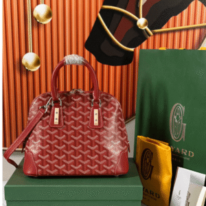Goyard Alma Vedome Red Super Quality Handbag With Fabric Wrapped Leather Strap 24cm