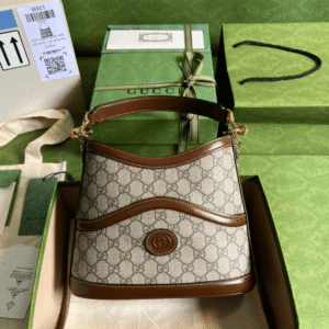 Gucci Handle Women's Cowhide Handbag with GC Like Auth Logo Pattern 25x21cm