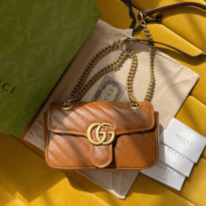 Gucci Marmont Women's Handbag Super Brown Smooth Leather 22cm