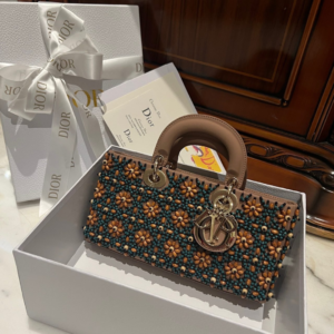 Dior D-Joy Medium Handbag With Beaded Pattern 26cm