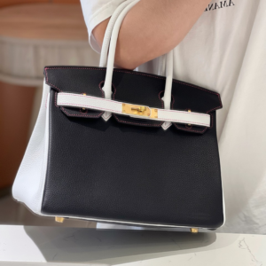 HN 30 Black/White Togo leather Gold Hardware
