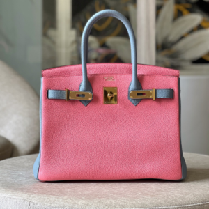 HN 30 Liam Blue/ Rose Pink Togo Leather Gold Hardware