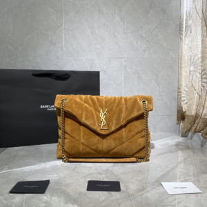 SAINT LAURENT Puffer Toy quilted leather-trimmed suede shoulder bag