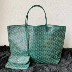 Goyard Green Goyardine Canvas & Chevroches Calfskin Saint Louis PM Tote