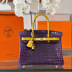 HN 30 Purple/Gold Genuine Crocodile Leather Gold Hardware - Custom Made