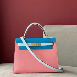 HN 28 Epsom Light Blue/ Electric Blue/Rose Pink Gold Hardware