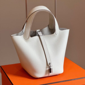 HN 18 White Togo Leather Sliver Hardware
