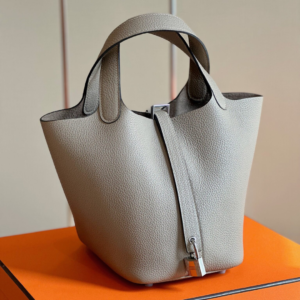HN 18 Gray togo leather Sliver Hardware